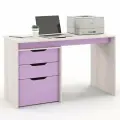 Письменный стол с тумбой, с ящиками Есэндвич S Grand Лаворо 130х60х75 см (Анкор белый/Ирис)