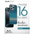 Чехол Keephone Kevlar, карбон, защита камеры, soft touch, для iPhone 16 Pro Max, синий
