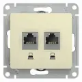 30 шт. Systeme Electric Glossa Беж Розетка 2-ая компьютерная RJ45+RJ45, кат.5E, GSL000285KK
