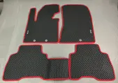 CARSTAR | Коврики EVA для Kia Sorento II рестайл (2012-2021) чёрные с красным кантом, с 2 шильдиками KIA