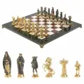 Шахматы Средневековье из мрамора и лемезита фигуры бронза 40х40 см 126909
