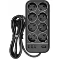 Сетевой фильтр Powercom SP-08 USB03AB 3.0м (8 розеток) черный
