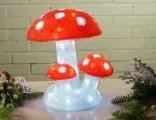 Светящаяся фигура весёлые мухоморы, акрил, 60 холодных белых LED-огней, 31 см, таймер, уличная, Kaemingk 491258