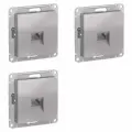 Розетка компьютерная Schneider Electric/Systeme Electric AtlasDesign RJ45, кат. 5Е, механизм, алюминий ATN000383 (комплект 3 шт.)