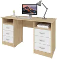 Стол письменный Хит-12, ШхГ: 140х50 см, цвет: Дуб сонома/Белый
