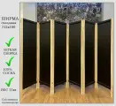 Ширма черная 6 створок, ширина 312 см высота 180 см, складная