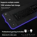 Коврик для игровой мыши, Alienware Беспроводная зарядка RGB Компьютерный настольный коврик 15 Вт Быстрая зарядка, черный
