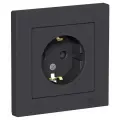 Розетка 1-м СП AtlasDesign 16А IP20 с заземл. защ. шторки в сборе карбон | код ATN001044 | Schneider Electric (10шт. в упак.)