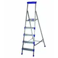 Стремянка стальная 5 ступеней, складная с лотком для инструментов; высота до рабочей площадки 1.065 м; 5 широких ступеней делают лестницу удобной в использовании; максимальная нагрузка до 150 кг