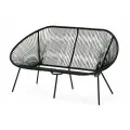 Диван KORNERA Акапулько, каркас черный, искусственный ротанг черный