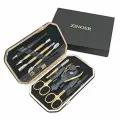 Маникюрный набор Zinger MSFE-801 G, 10 предметов, натуральная кожа, позолоченный/графит
