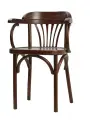 Стул деревянный Венский темный тон с твердым сиденьем, с подлокотниками