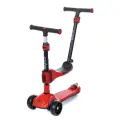 Самокат-беговел 3 в 1 Scooter Micar Transformer складной со светящимися колесами, сиденьем и родительской ручкой Красный (Арт. Ro 208)