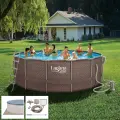 Бассейн каркасный 457х132см Laguna Vista Р20-1552-B, ротанг, фильтр, тент, подложка, лестница, скиммер, чистка