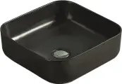 Накладная раковина Art&Max AM-78110-MB 39 черная, фаянсовая, без отверстия под смеситель, квадратная, 38, 5 см