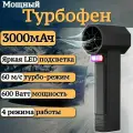 Воздуходувка портативная аккумуляторная для автомобиля/ турбофен / турбовентилятор 3000мАч 600Вт