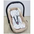 Матрасик-вкладыш в автолюльку Зайки + сердечки на кофейном60*45 см, универсальный.