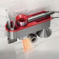 Держатель настенный для фена Dyson, Полка с органайзером для ванной, Cушилка для рук, Красный