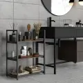 Стеллаж металлический напольный, DK_Loft, 3 полки, цвет черный/венге, 75х60х32 см