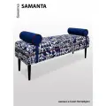 Банкетка BORDADO SAMANTA, мебельная фанера, велюр/гобелен, принт финский синий, съемные валики.