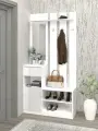Есэндвич Депо 3 Прихожая 100х200х35 см (Белый/Белый глянец), с зеркалом, с полками и ящиком