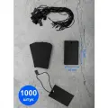 Бирки из черного картона 40х70 мм, с текстильным подвесом - 1000 шт.