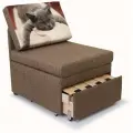 Кресло-кровать Миник 3в1: кресло, кровать, кушетка. 65х89х74 см, с ящиком, выкатной механизм трансформации, велюр Rich Brown Котенок спит