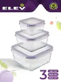 Набор стеклянных пищевых контейнеров Eley 3 штуки 450 мл, 1030 мл и 1900 мл