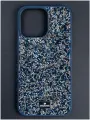Чехол Swarovski, для iPhone 15, ударопрочный, с защитой камеры, пластик, темно-синий