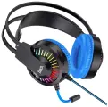 Наушники игровые Hoco W105 Joyful gaming headphones, USB + 3.5мм, кабель 2м, цветная LED подсветка, синий