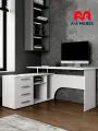 Стол Алькор письменный компьютерный с ящиками и полками угловой 135х58х75 см белый