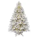 Искусственная елка с лампочками Веста заснеженная 270 см, теплые белые лампы, литая 100%