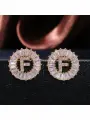 Серьги пусеты VERBA, кристалл, размер 15 мм, золотой