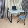 Письменный стол Компьютерный Бетон 80*80 см. Ножки лофт черные