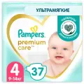 Pampers подгузники универсальные Premium Care 9-14 кг, размер 4, 37 шт