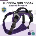 Шлейка для собак анатомическая со светоотражающими элементами, фиолетовая, размер L