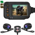 (X Q W T) Камера мотоцикла видеорегистратор, 2-дюймовый экран IPS 1080P + 720P двойной AHD велосипедный видеорегистратор G-сенсор режим парковки диктофон черный