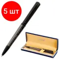 Комплект 5 шт, Ручка подарочная шариковая GALANT PUNCTUM, корпус черный/оружейный металл, детали черные, узел 0.7 мм, синяя, 143521