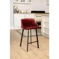 Полубарный стул Velex со спинкой, цвет бордовый велюр, основание черное, высота 65 см