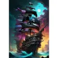 Алмазная мозаика на подрамнике 40x50 см. BoomBoomShop Черный пиратский корабль
