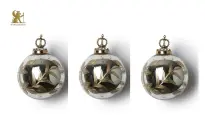Набор из 3-х состаренных серебряных елочных шаров с золотым орнаментом 10 см