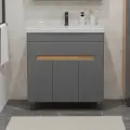 Тумба напольная SanStar Модена 80 с раковиной Фостер 80 (комплект) для ванной комнаты, графит софт