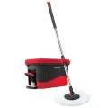 Набор для уборки Pioneer 7112S: швабра, ведро с педалью, насадка из микрофибры, цвет чёрный- красный,