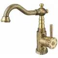 Смеситель для раковины Zorg Antic A 114U-BR бронзовый, глянцевый, кран для ванной в раковину, из латуни, рычажный, с поворотным изливом, с керамическим картриджем