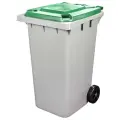 Бак для мусора пластиковый с крышкой, 240 л, на колесах Альтернатива М5937, серо-зеленый