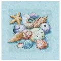13725 Набор для вышивания крестом Ракушки на голубом фоне,25*25см, DIMENSIONS