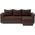 Угловой диван-кровать Ария Скала раскладной 225х78х150 см правый угол рогожка и экокожа шоколад