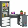 Стеллаж-комод три ящика СВК Мори МСТ-1600 с угловым компьютерным столом тумба справа графит/белый, 184,8х84,9х179,6 см.