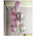 Воздушный рай - шарики воздушные с гелием XL Серебренные, Агат, фиолетовые, розовые, прозрачные с конфетти, латексные, Хром, с гелием 16 штук