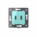 Механизм розетки USB с блоком питания 2.1А 5В двойная, 1 пост, цвет зеленый LIVOLO ORIGINAL